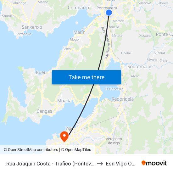 Rúa Joaquín Costa - Tráfico (Pontevedra) to Esn Vigo Office map