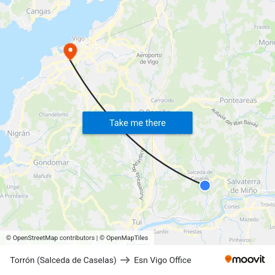 Torrón (Salceda de Caselas) to Esn Vigo Office map