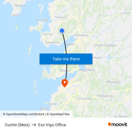 Cuchín (Meis) to Esn Vigo Office map