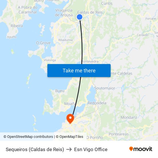 Sequeiros (Caldas de Reis) to Esn Vigo Office map