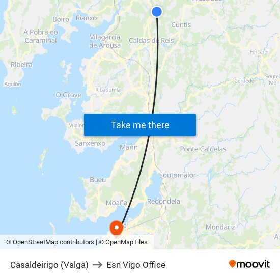 Casaldeirigo (Valga) to Esn Vigo Office map