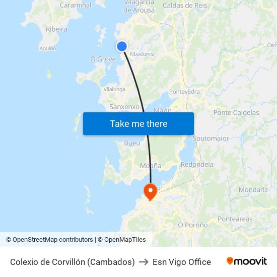 Colexio de Corvillón (Cambados) to Esn Vigo Office map