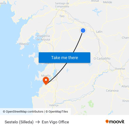 Sestelo (Silleda) to Esn Vigo Office map