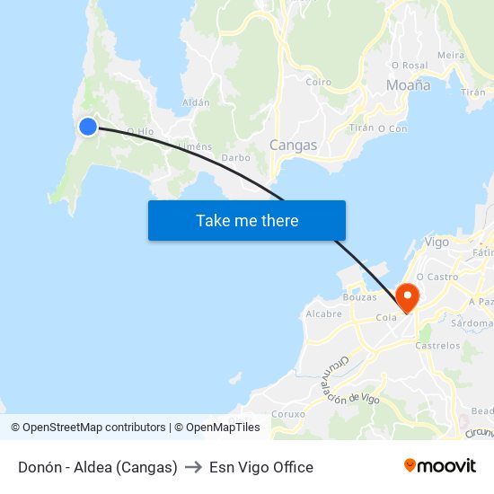 Donón - Aldea (Cangas) to Esn Vigo Office map