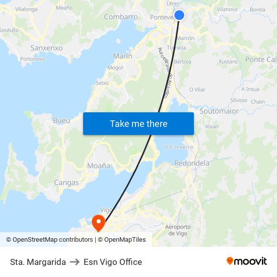 Sta. Margarida to Esn Vigo Office map