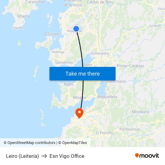 Leiro (Leitería) to Esn Vigo Office map