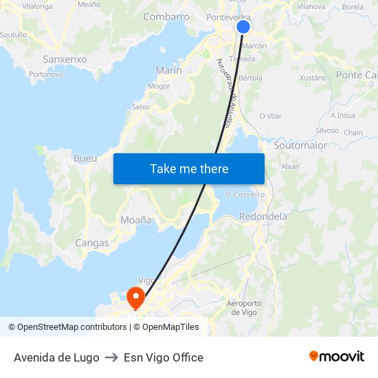 Avenida de Lugo to Esn Vigo Office map