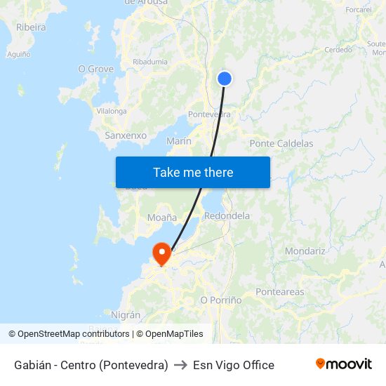 Gabián - Centro (Pontevedra) to Esn Vigo Office map