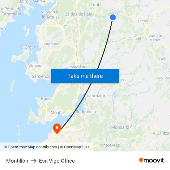 Montillón to Esn Vigo Office map