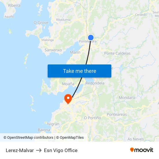 Lerez-Malvar to Esn Vigo Office map