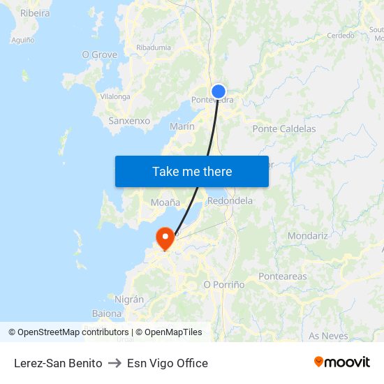 Lerez-San Benito to Esn Vigo Office map