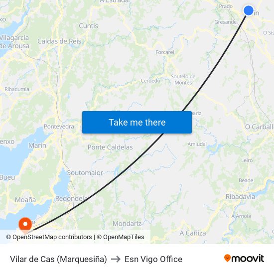 Vilar de Cas (Marquesiña) to Esn Vigo Office map