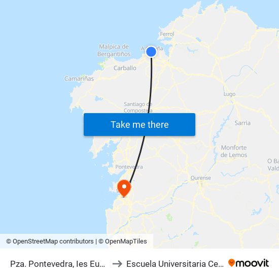 Pza. Pontevedra, Ies Eusebio da Guarda to Escuela Universitaria Ceu de Magisterio map