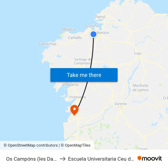 Os Campóns (Ies David Buján) to Escuela Universitaria Ceu de Magisterio map