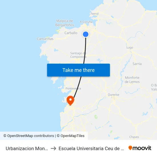 Urbanizacion Monte Xalo to Escuela Universitaria Ceu de Magisterio map