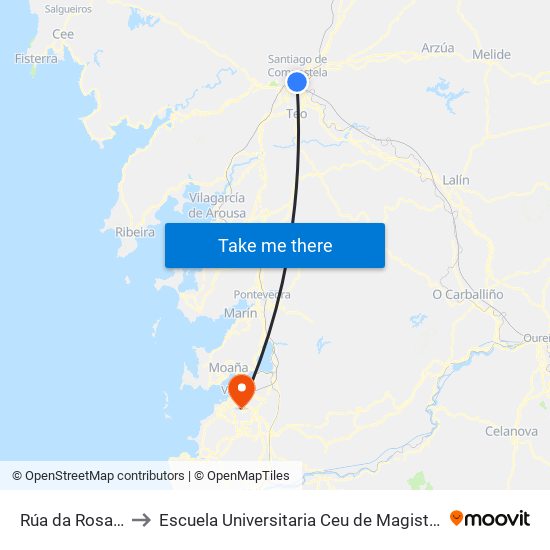 Rúa da Rosa, 8 to Escuela Universitaria Ceu de Magisterio map