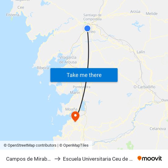 Campos de Mirabel (Teo) to Escuela Universitaria Ceu de Magisterio map