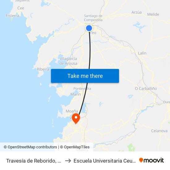 Travesía de Reborido, 3 - Seat (Teo) to Escuela Universitaria Ceu de Magisterio map