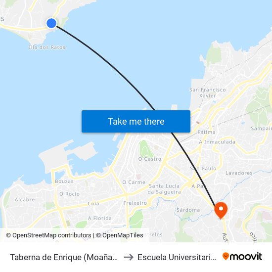 Taberna de Enrique (Moaña) - A de Avendaño (Moaña) to Escuela Universitaria Ceu de Magisterio map