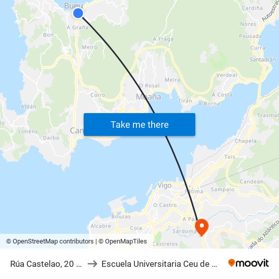 Rúa Castelao, 20 (Bueu) to Escuela Universitaria Ceu de Magisterio map