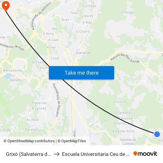 Grixó (Salvaterra de Miño) to Escuela Universitaria Ceu de Magisterio map