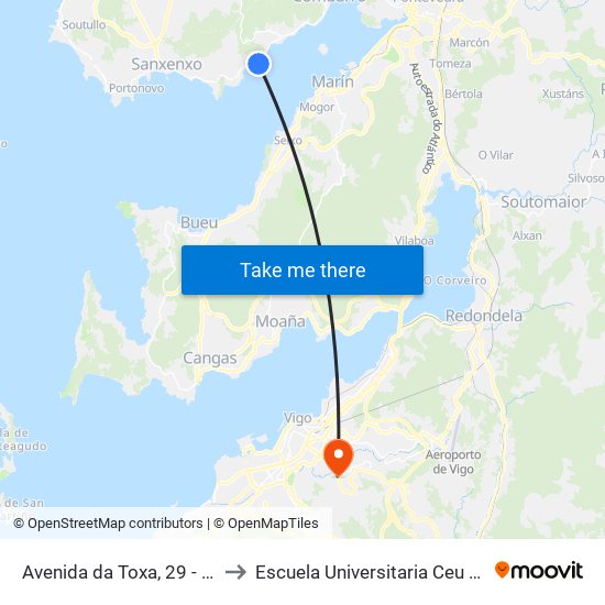 Avenida da Toxa, 29 - Raxó (Poio) to Escuela Universitaria Ceu de Magisterio map