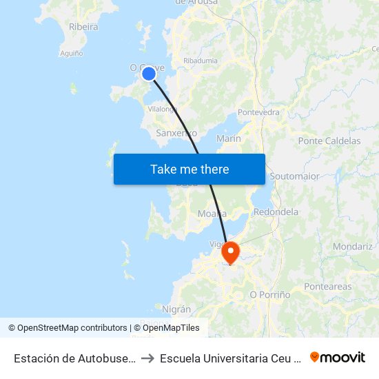 Estación de Autobuses (O Grove) to Escuela Universitaria Ceu de Magisterio map