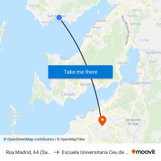 Rúa Madrid, 64 (Sanxenxo) to Escuela Universitaria Ceu de Magisterio map