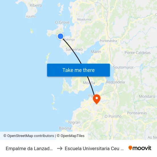 Empalme da Lanzada (O Grove) to Escuela Universitaria Ceu de Magisterio map