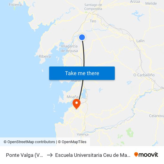 Ponte Valga (Valga) to Escuela Universitaria Ceu de Magisterio map