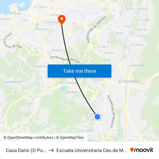 Casa Darío (O Porriño) to Escuela Universitaria Ceu de Magisterio map