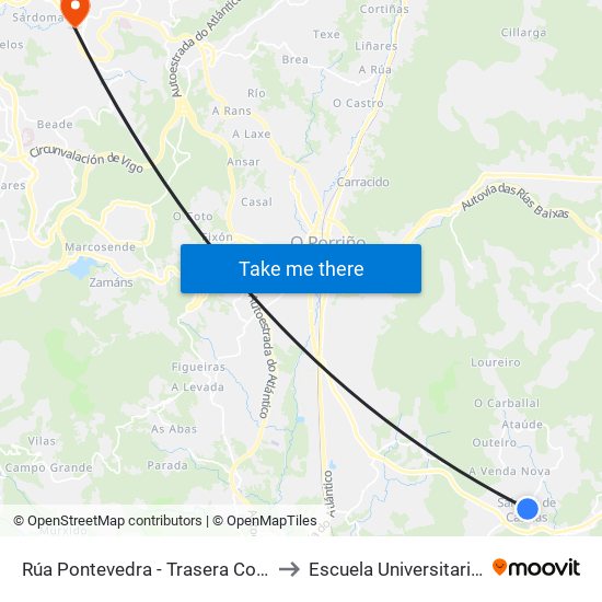 Rúa Pontevedra - Trasera Concello (Salceda de Caselas) to Escuela Universitaria Ceu de Magisterio map