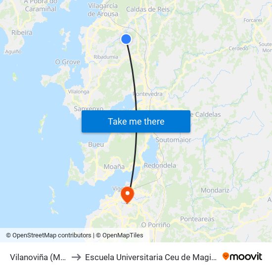 Vilanoviña (Meis) to Escuela Universitaria Ceu de Magisterio map