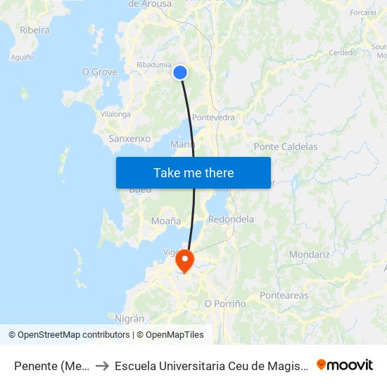 Penente (Meis) to Escuela Universitaria Ceu de Magisterio map