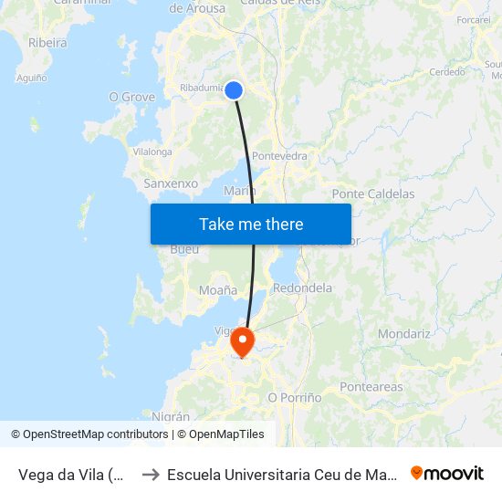 Vega da Vila (Meis) to Escuela Universitaria Ceu de Magisterio map