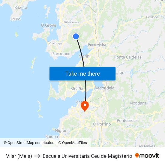 Vilar (Meis) to Escuela Universitaria Ceu de Magisterio map