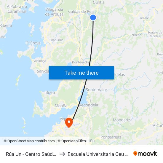 Rúa Un - Centro Saúde (Moraña) to Escuela Universitaria Ceu de Magisterio map