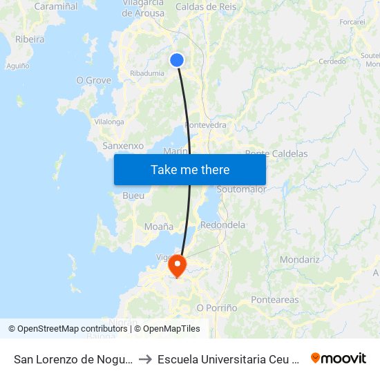 San Lorenzo de Nogueira (Meis) to Escuela Universitaria Ceu de Magisterio map