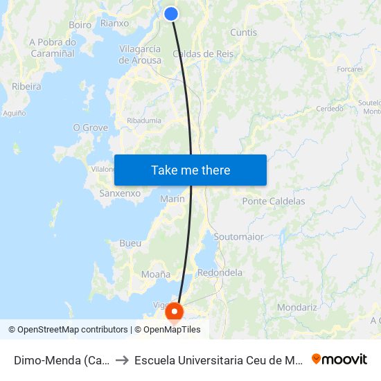 Dimo-Menda (Catoira) to Escuela Universitaria Ceu de Magisterio map