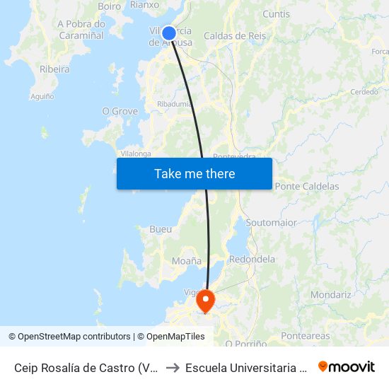 Ceip Rosalía de Castro (Vilagarcía de Arousa) to Escuela Universitaria Ceu de Magisterio map