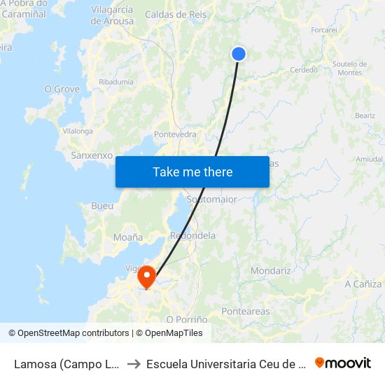 Lamosa (Campo Lameiro) to Escuela Universitaria Ceu de Magisterio map