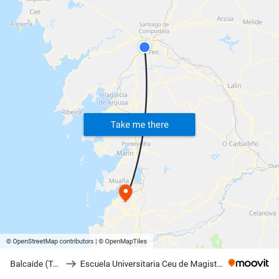 Balcaíde (Teo) to Escuela Universitaria Ceu de Magisterio map