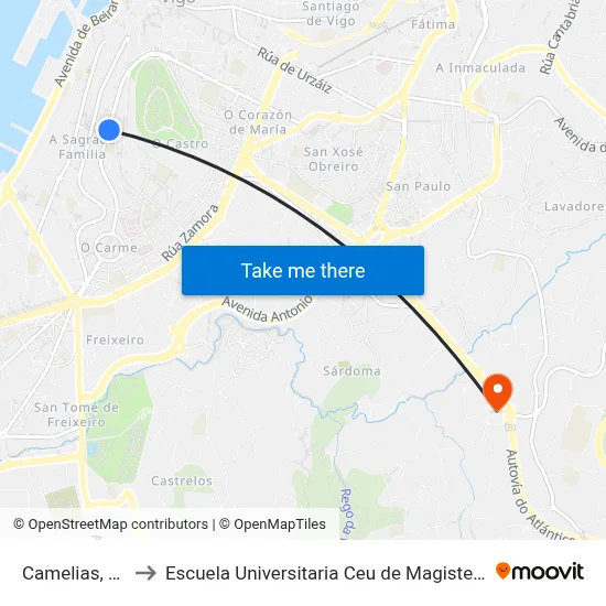 Camelias, 37 to Escuela Universitaria Ceu de Magisterio map