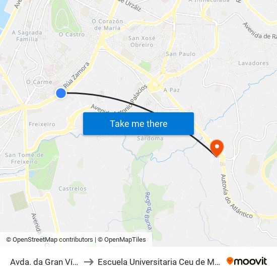 Avda. da Gran Vía 148 to Escuela Universitaria Ceu de Magisterio map