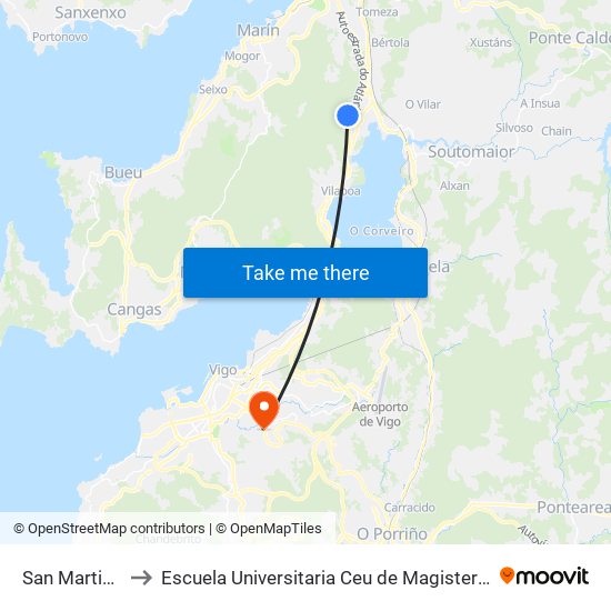 San Martiño to Escuela Universitaria Ceu de Magisterio map