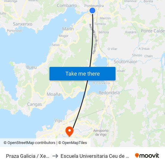 Praza Galicia / Xeneral R to Escuela Universitaria Ceu de Magisterio map