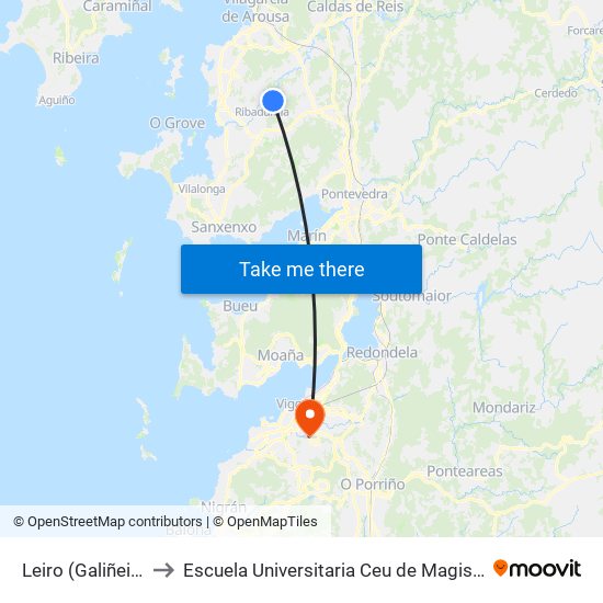 Leiro (Galiñeiro) to Escuela Universitaria Ceu de Magisterio map
