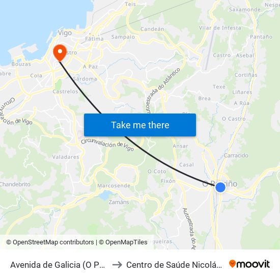 Avenida de Galicia (O Porriño) to Centro de Saúde Nicolás Peña map