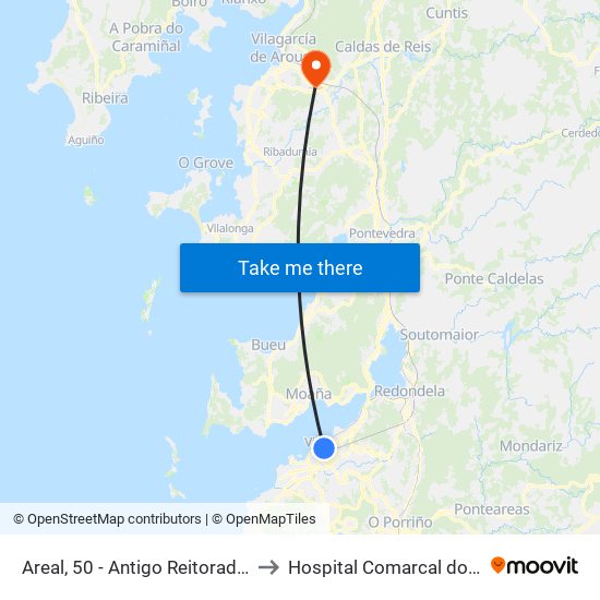 Areal, 50 - Antigo Reitorado (Vigo) to Hospital Comarcal do Salnés map