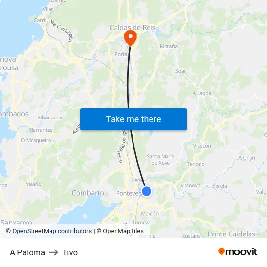 A Paloma to Tivó map